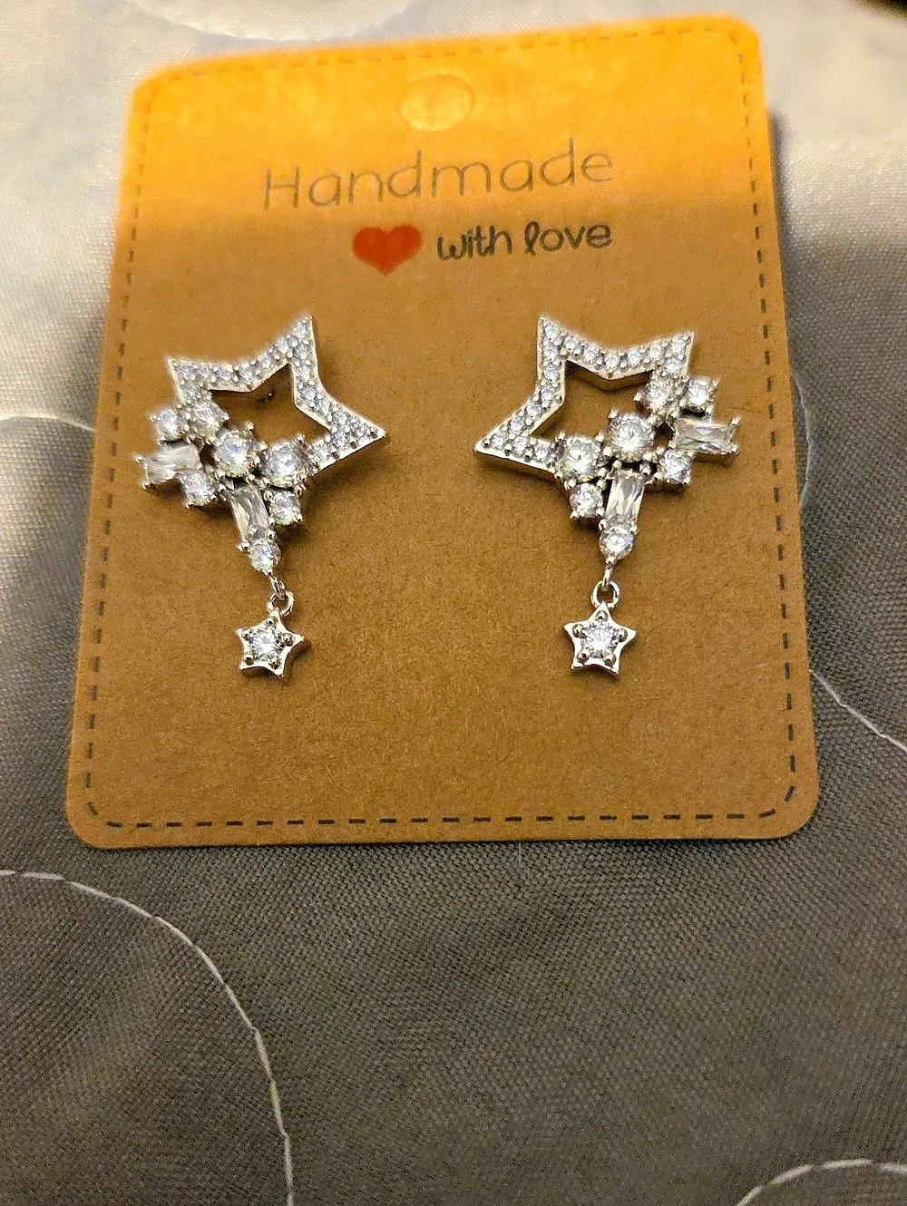 Love Star Dangle Earrings in Silver